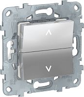 Выключатель жалюзи без фиксации без рамки Schneider Electric Unica New 2-кл. алюминий картинка